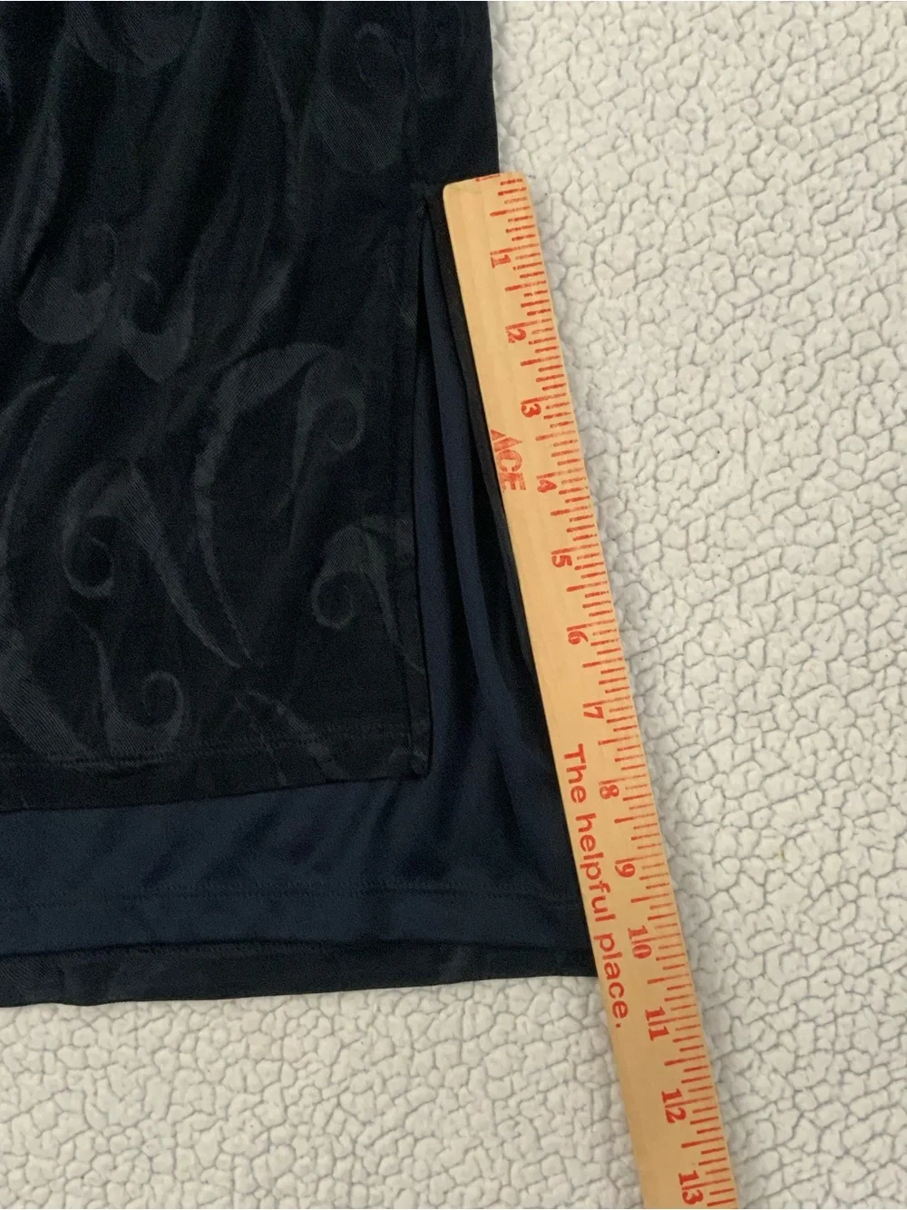 Chico’s Liquid Knit 3/4 Sleeve Tunic Top Black Size Small 4/6 Stretch Side Slit